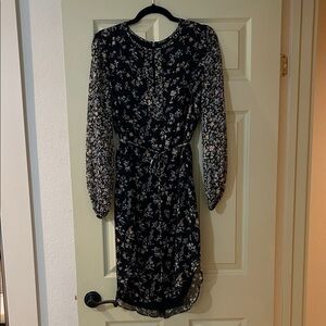Chic Black Floral Long Sleeve Dress